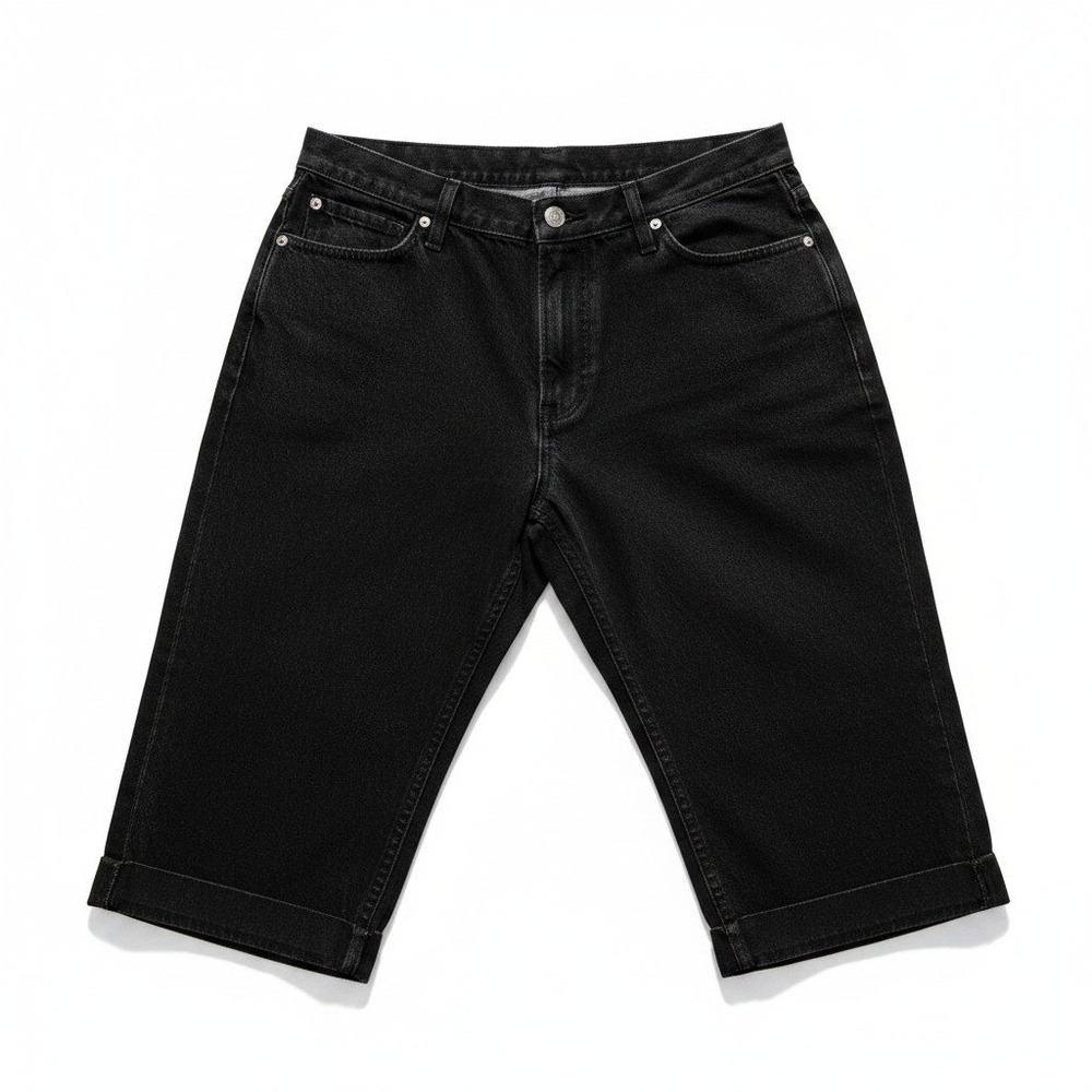 LL Bean Womens 16 PET Black Denim Bermuda Shorts Vintage Casual High Rise